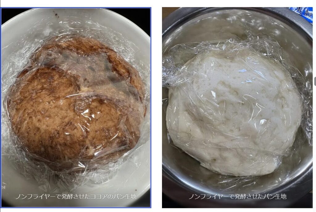 コソリのノンフライヤーで発酵させたパン生地（一次発酵）